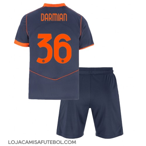 Camisa de Futebol Inter Milan Matteo Darmian #36 Equipamento Alternativo Infantil 2025-26 Manga Curta (+ Calças curtas)
